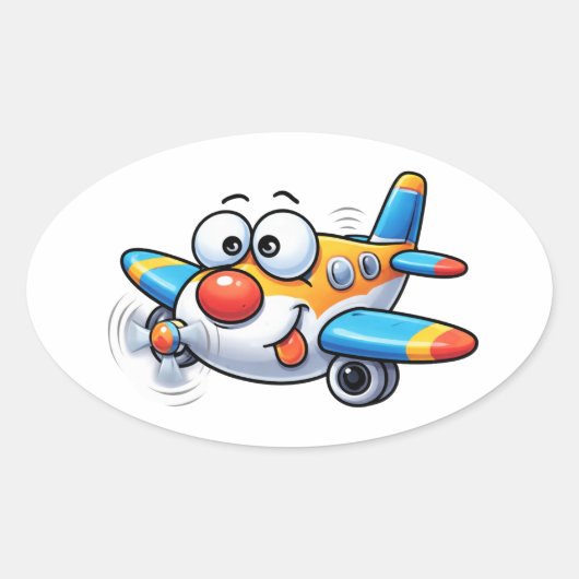 Funny Cartoon Airplane Character Sticker (Devant)