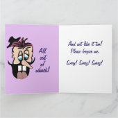 Funny Cartoon Apology  Kaart (Binnen)