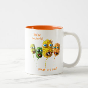 Funny Cartoon bacteria Tweekleurige Koffiemok