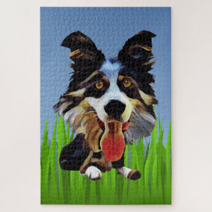 Funny Cartoon Border Collie 1014 Piece Puzzle Legpuzzel