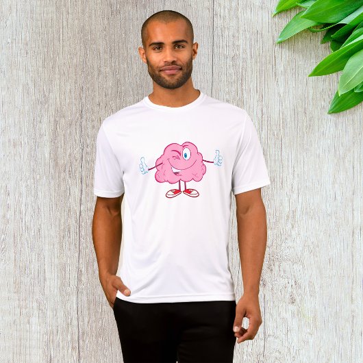 Funny Cartoon Brain Winking Character Thumbs Up T-shirt
