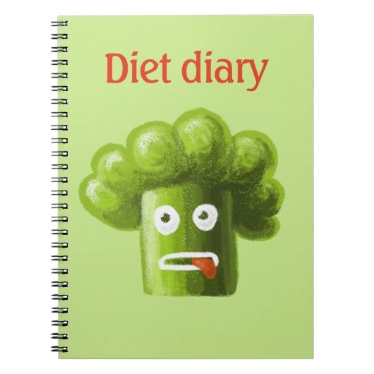 Funny Cartoon Broccoli Diet Diary Notitieboek (Voorkant)