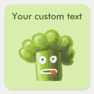 Funny Cartoon Broccoli is gezond voedsel Vierkante Sticker
