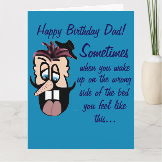 Funny Cartoon Caricature Happy Birthday Dad! Card Kaart