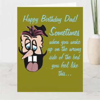 Funny Cartoon Caricature Happy Birthday Dad! Card Kaart