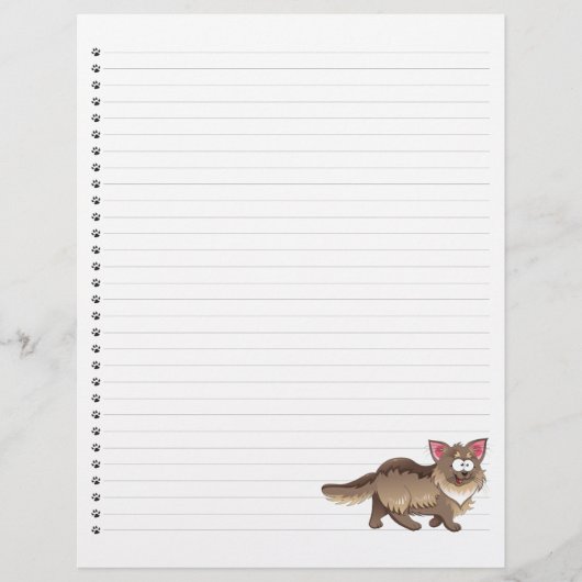 Funny Cartoon Cat Lined Pet Letterhead (Voorkant)