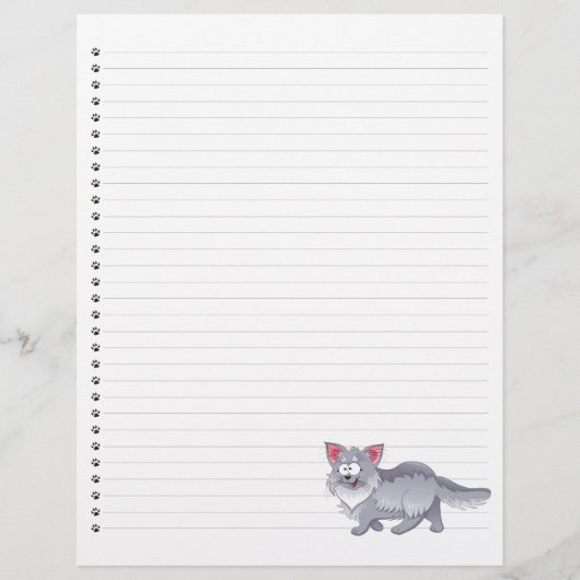 Funny Cartoon Cat Lined Pet Letterhead (Voorkant)