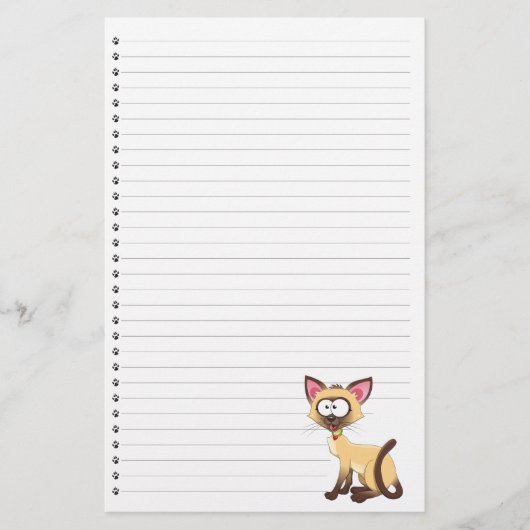 Funny Cartoon Cat Lined Pet Stationery Briefpapier (Voorkant)
