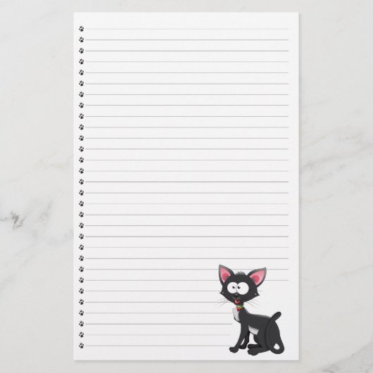 Funny Cartoon Cat Lined Pet Stationery Briefpapier (Voorkant)