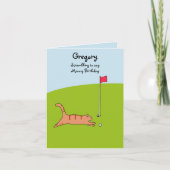 Funny Cartoon Cat Scramble Golf Joke Verjaardag Kaart (Voorkant)