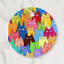 Funny Cartoon Cats Color Pencil Drawing Bedankjes Labels