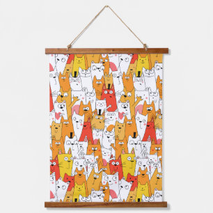 Funny Cartoon Cats Group Doodle Hangend Wandkleed