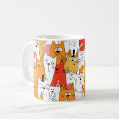 Funny Cartoon Cats Group Doodle Koffiemok (Voorkant links)