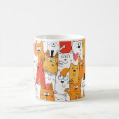 Funny Cartoon Cats Group Doodle Koffiemok (Center)