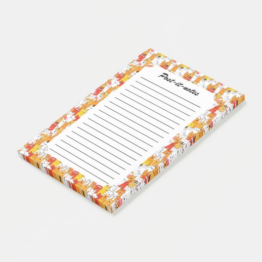 Funny Cartoon Cats Group Doodle Post-it® Notes (Schuin)