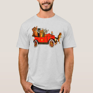 Funny Cartoon Cats Kittens in Classic Car T-shirt