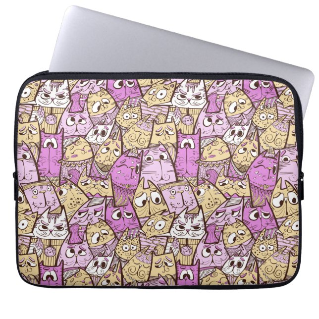 Funny Cartoon Cats Laptop Sleeve (Voorkant)