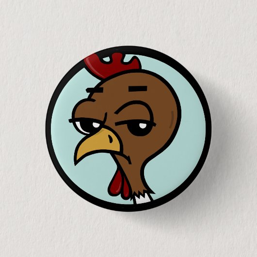 FUNNY CARTOON CHICKEN GRAPHIC ROUND BUTTON (Voorkant)