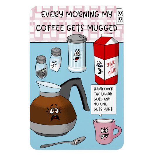 Funny Cartoon Coffee Pun Magneet (Verticaal)