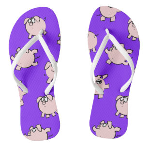 Funny Cartoon Comics Pig Kies Kleur W Flip Flop