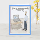 Funny Cartoon Computer Virus Card voor Mannen Kaart (Gele Bloem)