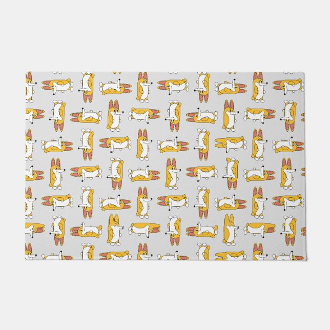Funny Cartoon Corgi Pattern Deurmat (Voorkant)