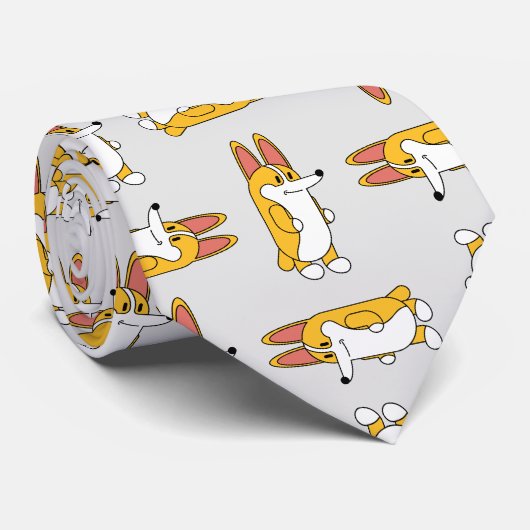 Funny Cartoon Corgi Pattern Stropdas (Opgerold)