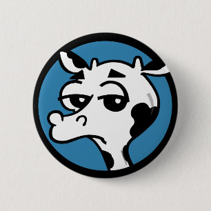 FUNNY CARTOON COW ROUND BUTTON