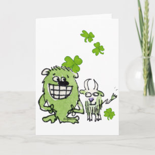 Funny Cartoon Creatures St. Paddys Day Greeting Ca Kaart