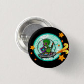FUNNY CARTOON DISCO ALIEN ROUND BUTTON (Voorkant /achterkant)