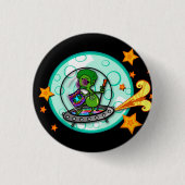 FUNNY CARTOON DISCO ALIEN ROUND BUTTON (Voorkant)
