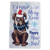 Funny Cartoon Dog kerstgroet Medium Cadeauzakje (Achterkant)