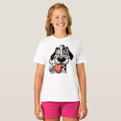 funny cartoon dog with its tongue hanging out t-shirt (Voorkant volledig)
