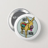 FUNNY CARTOON DONKEY HEE HAW RONDE BUTTON 5,7 CM (Voorkant /achterkant)