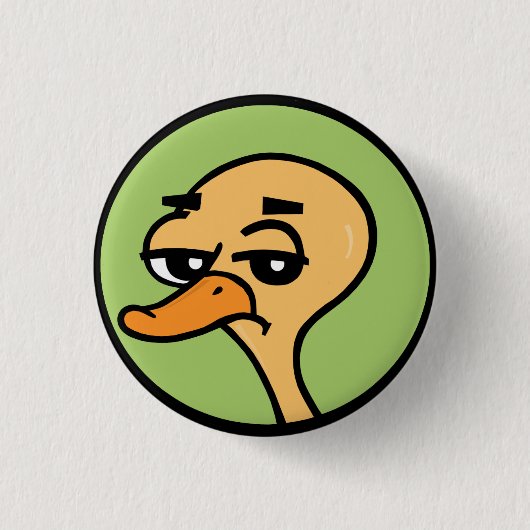FUNNY CARTOON DUCK ROUND BUTTON (Voorkant)