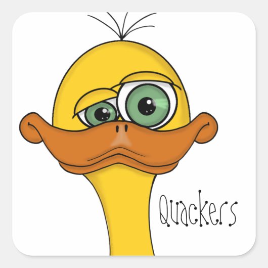Funny Cartoon Duck Vierkante Sticker (Voorkant)