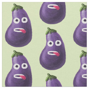 Funny Cartoon Eggplant Pattern Stof