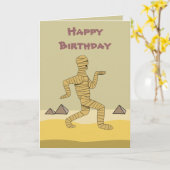 Funny Cartoon Egyptian Mummy Pyramids Custom Kaart (Gele Bloem)