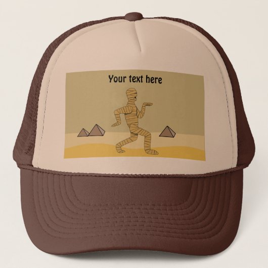 Funny Cartoon Egyptian Mummy Pyramids Custom Trucker Pet (Voorkant)