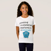 Funny Cartoon Elephant Text T-shirt (Voorkant volledig)