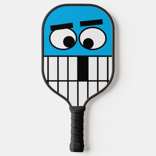Funny cartoon face pickleball paddle met initialen (Achterkant)