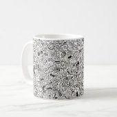 Funny Cartoon Faces Drawing Coffee Mug (Devant gauche)