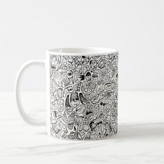 Funny Cartoon Faces Drawing Coffee Mug (Gauche)