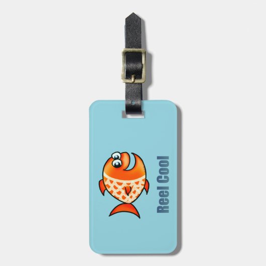 Funny Cartoon Fish Ocean Pun Bagagelabel (Voorkant verticaal)