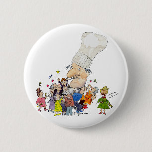 Funny Cartoon French Chef Ronde Button 5,7 Cm