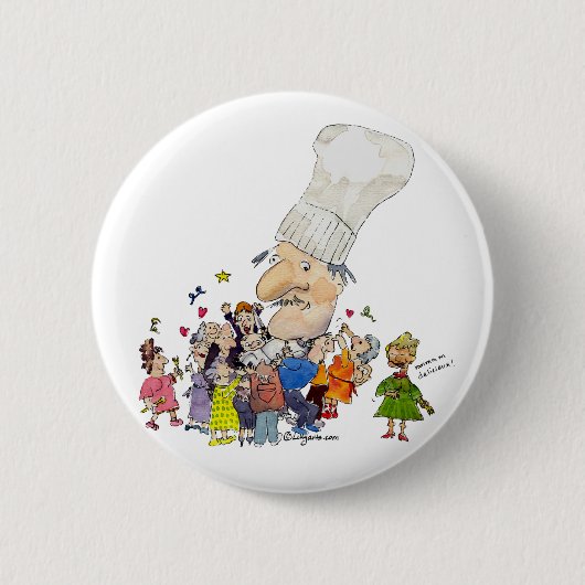 Funny Cartoon French Chef Ronde Button 5,7 Cm (Voorkant)