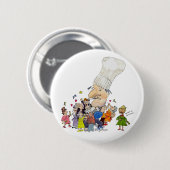 Funny Cartoon French Chef Ronde Button 5,7 Cm (Voorkant /achterkant)