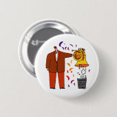 Funny Cartoon French Horn Button (Voorkant /achterkant)