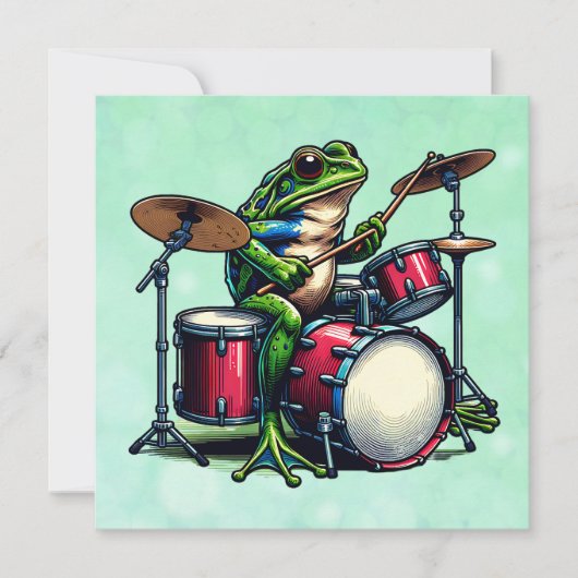 Funny Cartoon Frog Spelen De Drums (Voorkant)