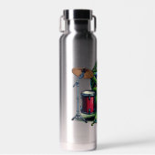 Funny Cartoon Frog Spelen De Drums Waterfles (Voorkant)